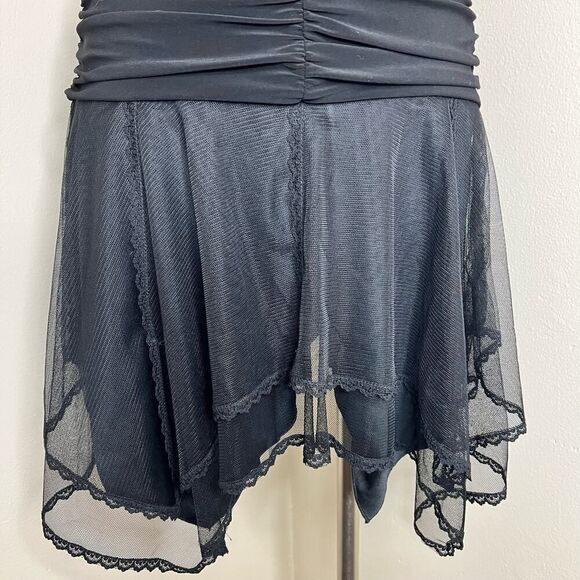 Vintage 90s Jessica McClintock Gunne Sax Dress 5/6 Black Tulle Strapless Ruc… - Picture 5 of 9